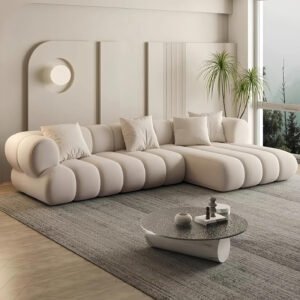 Auburn Fleece Fabric Overstuffed Multifunction Sofa - Customizable Sectional Sofa for Living Room, Premium Upholstery, L-Shape Design