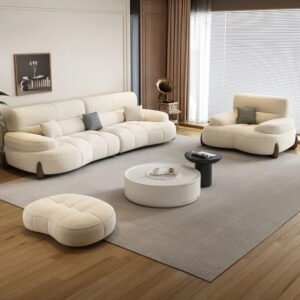 Crown Luxury Fleece Fabric Sofa - Customizable Sectional Sofa for Living Room, Premium Upholstery, L-Shape Design