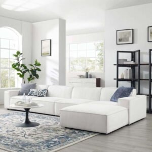 Aristo 4-Seater L-Shape Polyester Sofa - Customizable Sectional Sofa for Living Room, Premium Upholstery, L-Shape Design