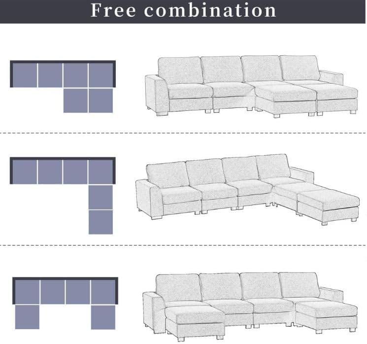 Renaissance 4 Seater U-Shape Polyester Sofa - Customizable Sectional Sofa for Living Room, Premium Upholstery, L-Shape Design - Image 4