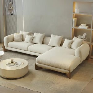 Astoria Fleece Fabric Sofa - Customizable Sectional Sofa for Living Room, Premium Upholstery, L-Shape Design