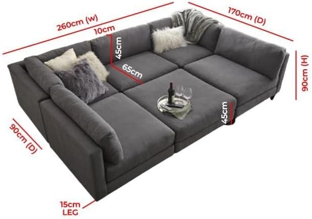 Aurora 5 Seater U-Shape Velvet Sofa - Customizable Sectional Sofa for Living Room, Premium Upholstery, L-Shape Design - Image 2