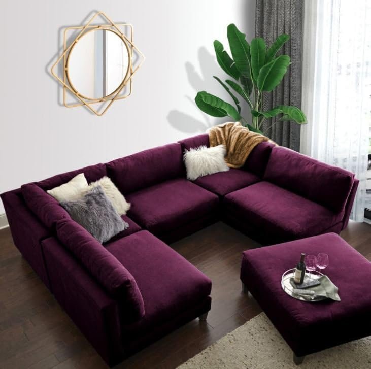 Aurora 5 Seater U-Shape Velvet Sofa - Customizable Sectional Sofa for Living Room, Premium Upholstery, L-Shape Design - Image 3