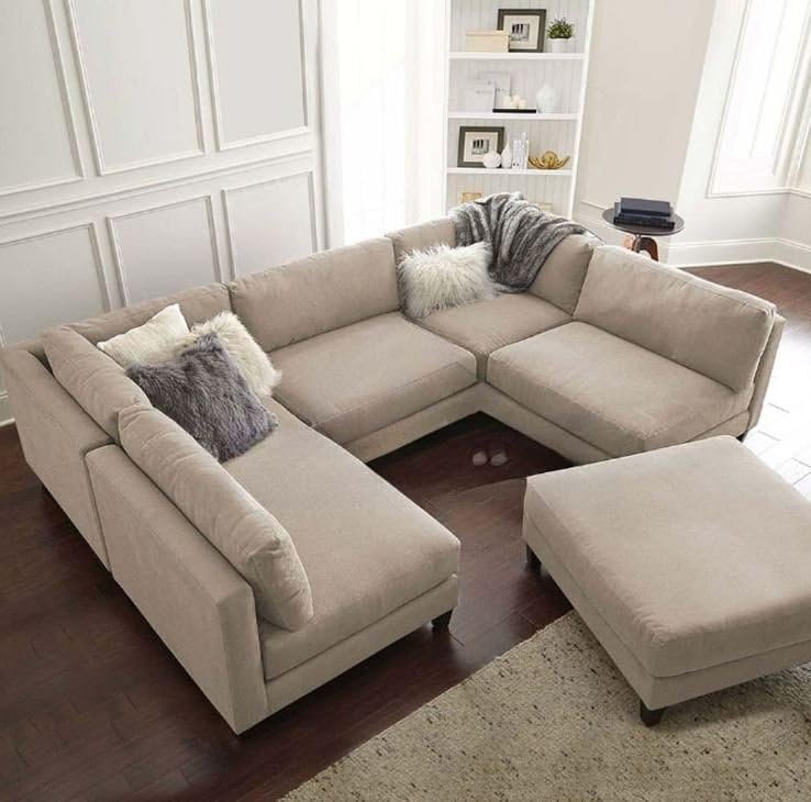 Aurora 5 Seater U-Shape Velvet Sofa - Customizable Sectional Sofa for Living Room, Premium Upholstery, L-Shape Design - Image 4