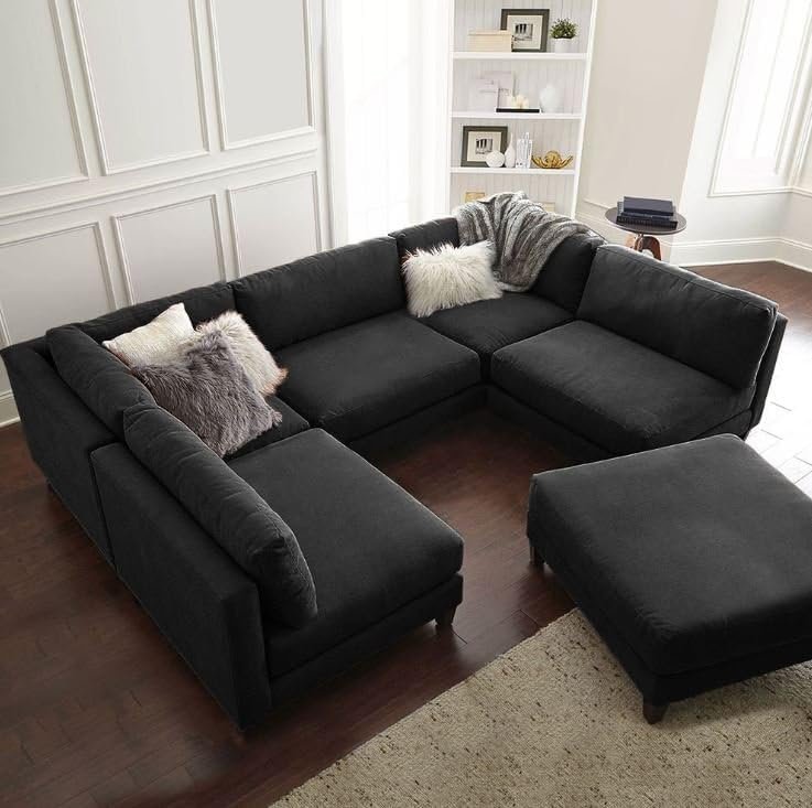 Aurora 5 Seater U-Shape Velvet Sofa - Customizable Sectional Sofa for Living Room, Premium Upholstery, L-Shape Design - Image 6