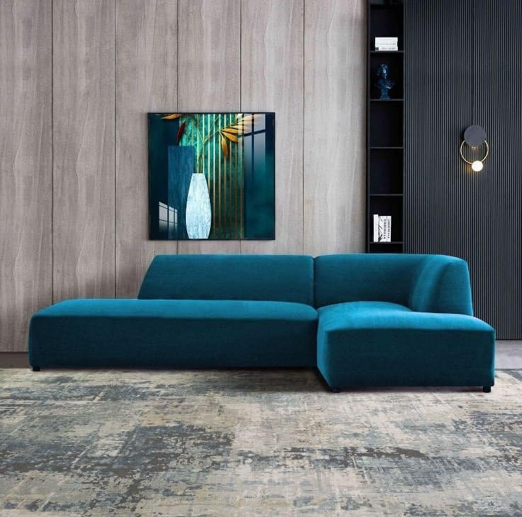 Slate 3 Seater L-Shape Velvet Sofa - Customizable Sectional Sofa for Living Room, Premium Upholstery, L-Shape Design - Image 3