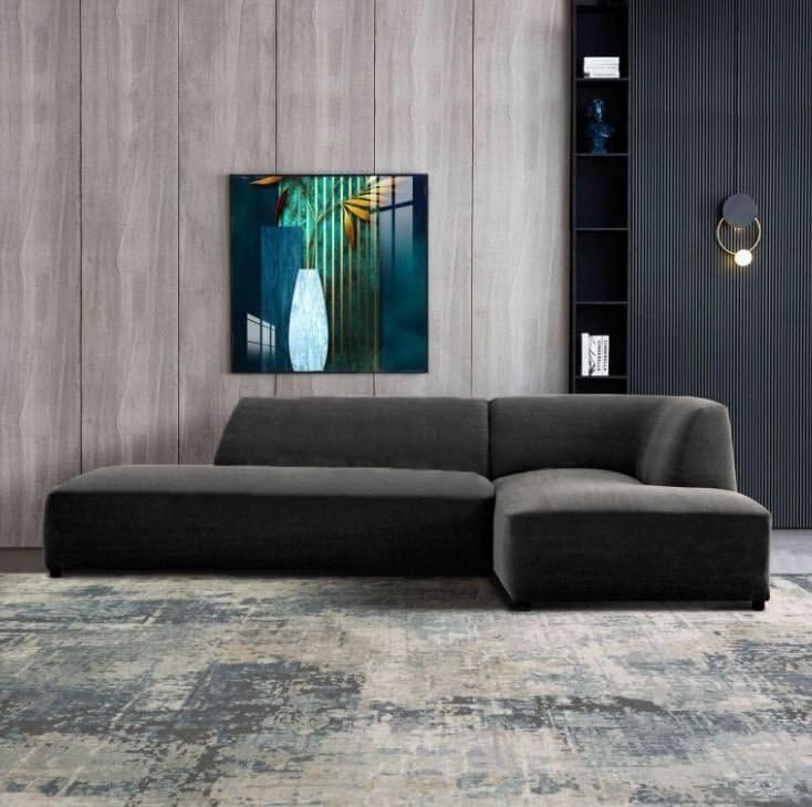 Slate 3 Seater L-Shape Velvet Sofa - Customizable Sectional Sofa for Living Room, Premium Upholstery, L-Shape Design - Image 4
