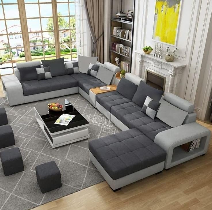 Nimbus 8-Seater Velvet L-Shape Sofa - Customizable Sectional Sofa for Living Room, Premium Upholstery, L-Shape Design