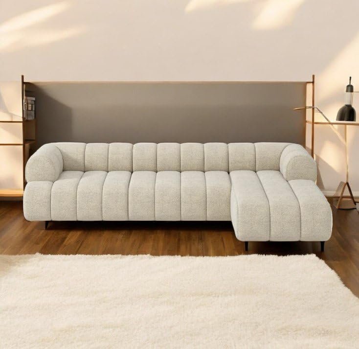 Solana L-Shape Sofa Boucle Fabric - Customizable Sectional Sofa for Living Room, Premium Upholstery, L-Shape Design - Image 2