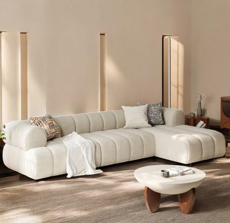 Solana L-Shape Sofa Boucle Fabric - Customizable Sectional Sofa for Living Room, Premium Upholstery, L-Shape Design - Image 3