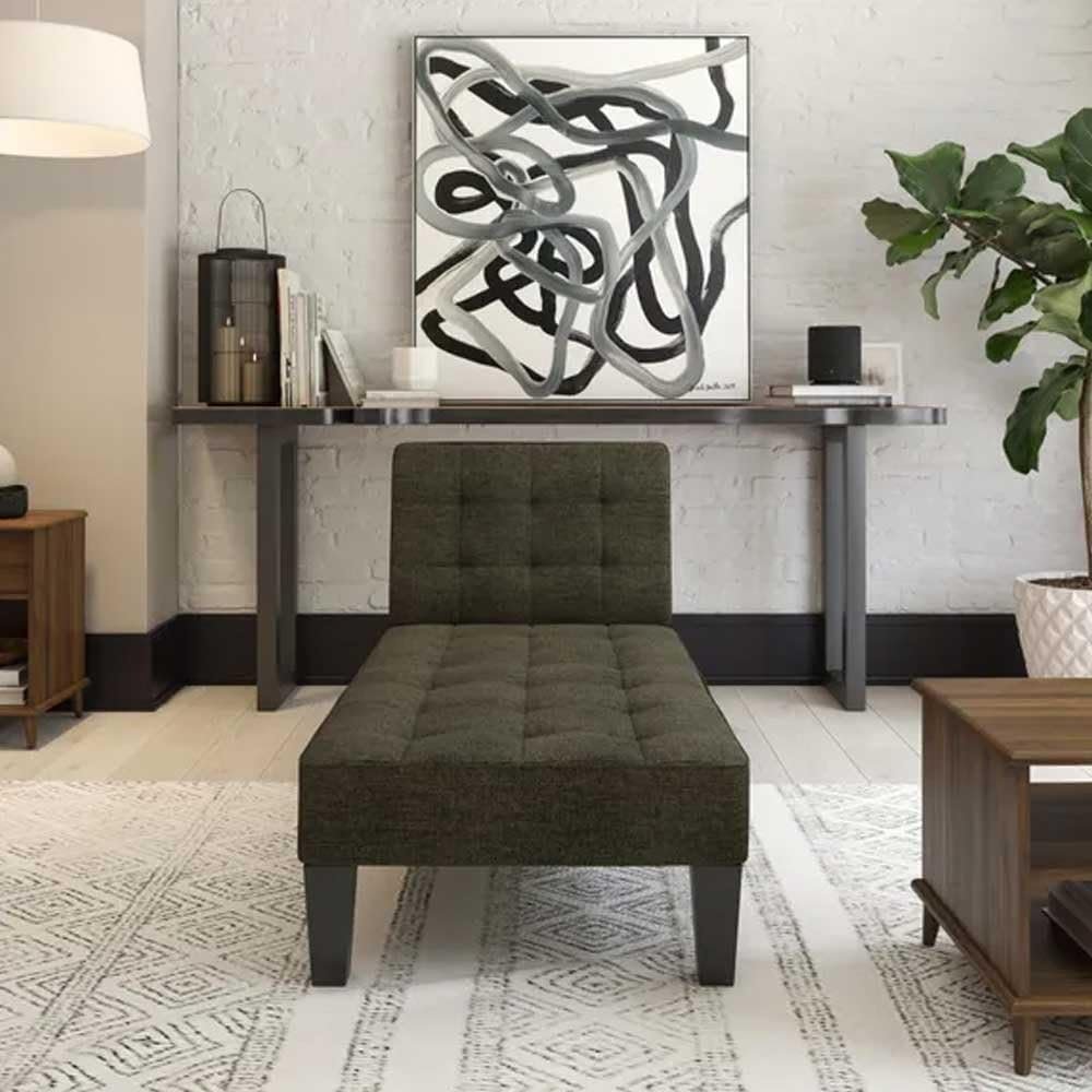 Kustom Deco Linen Chaise Lounge - Elegant Upholstered Chaise Lounge Chair, Custom Design for Living or Bedroom