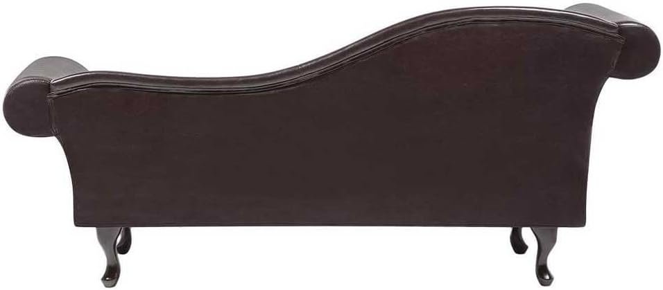 Chesterfield Brown Faux Leather Chaise Lounge - Elegant Upholstered Chaise Lounge Chair, Custom Design for Living or Bedroom - Image 5