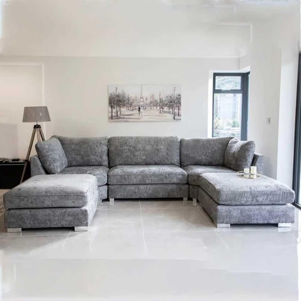 Haawa 3 Seater Upholstered Modular U-Shape sofa - Customizable Sectional Sofa for Living Room, Premium Upholstery, L-Shape Design