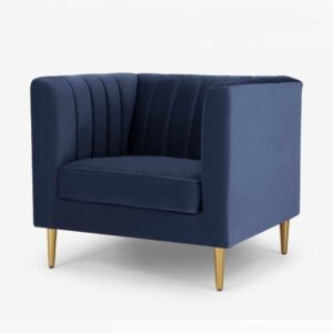 Velvet Arm Chair Amicie Channel Tufted - Stylish Upholstered Accent Chair, Custom Design for Living Room or Office