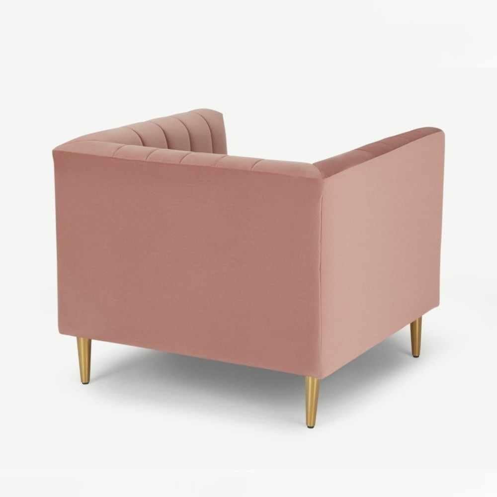 Velvet Arm Chair Amicie Channel Tufted - Stylish Upholstered Accent Chair, Custom Design for Living Room or Office - Image 4