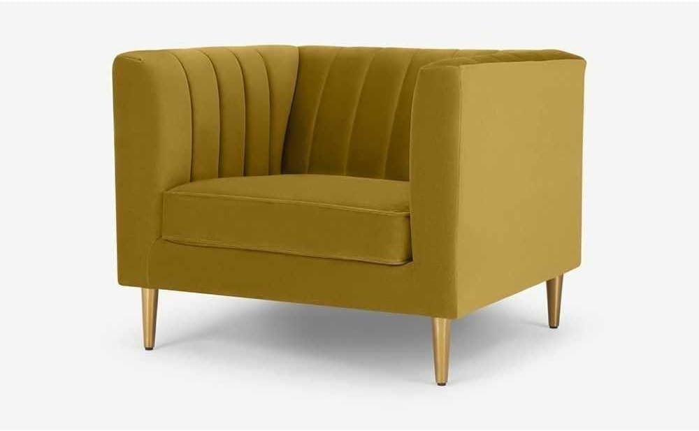 Velvet Arm Chair Amicie Channel Tufted - Stylish Upholstered Accent Chair, Custom Design for Living Room or Office - Image 7