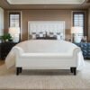 Milan Roll Arm Entryway Lounge Accent Bench - Upholstered Ottoman or Bench, Multi-Purpose Seating for Living Room or Bedroom