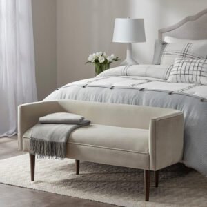 Lovisa Cream Accent Bench - Upholstered Ottoman or Bench, Multi-Purpose Seating for Living Room or Bedroom