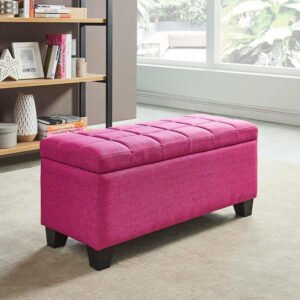 Lila-Fabric Ottoman - Upholstered Ottoman or Bench, Multi-Purpose Seating for Living Room or Bedroom