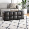 Rectangle Standard Ottoman in PVC - Upholstered Ottoman or Bench, Multi-Purpose Seating for Living Room or Bedroom
