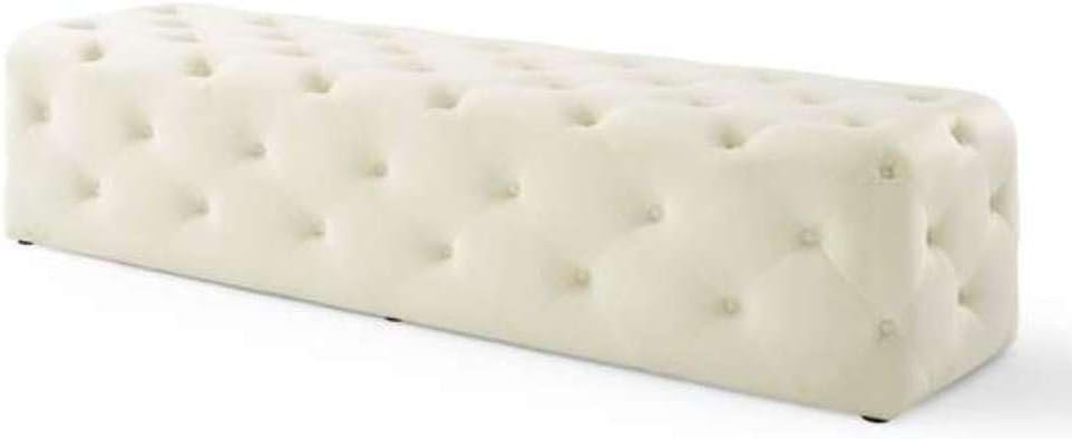 Anthem Button Tufted Entryway Bench - Upholstered Ottoman or Bench, Multi-Purpose Seating for Living Room or Bedroom - Image 5