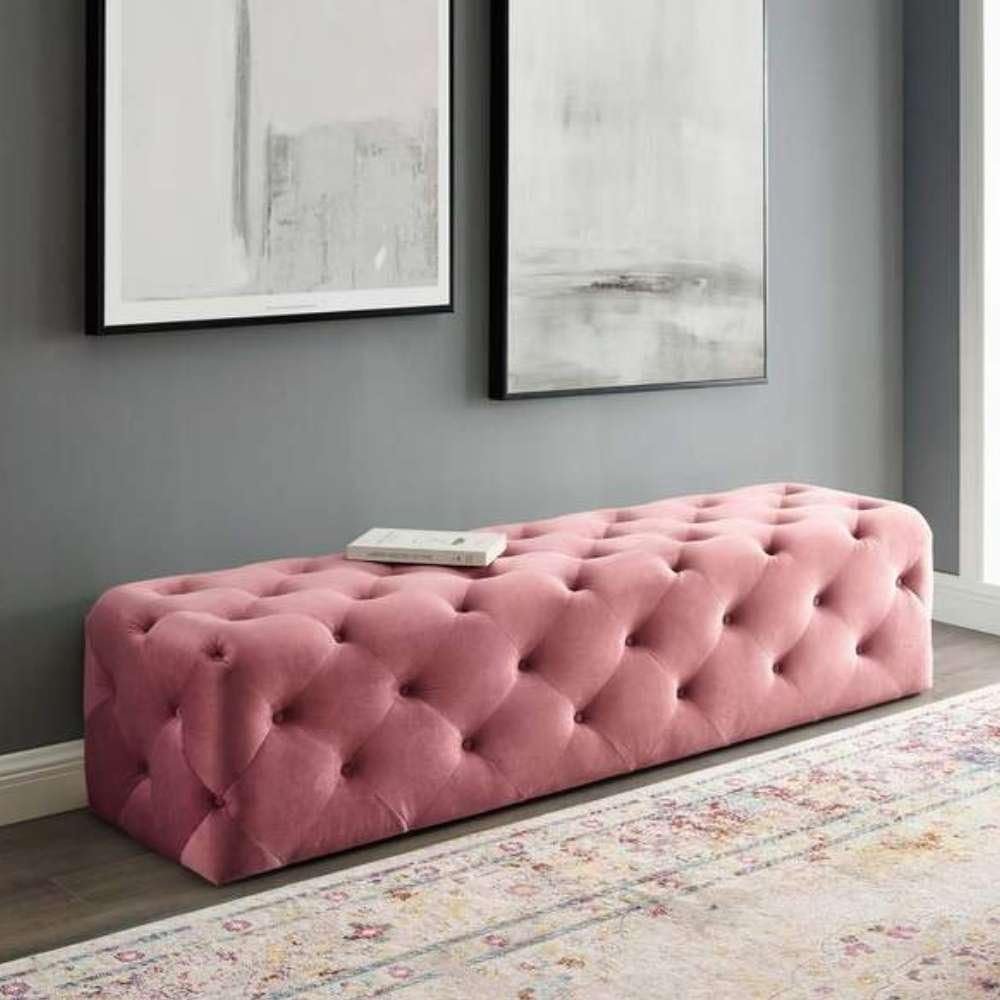 Anthem Button Tufted Entryway Bench - Upholstered Ottoman or Bench, Multi-Purpose Seating for Living Room or Bedroom - Image 6
