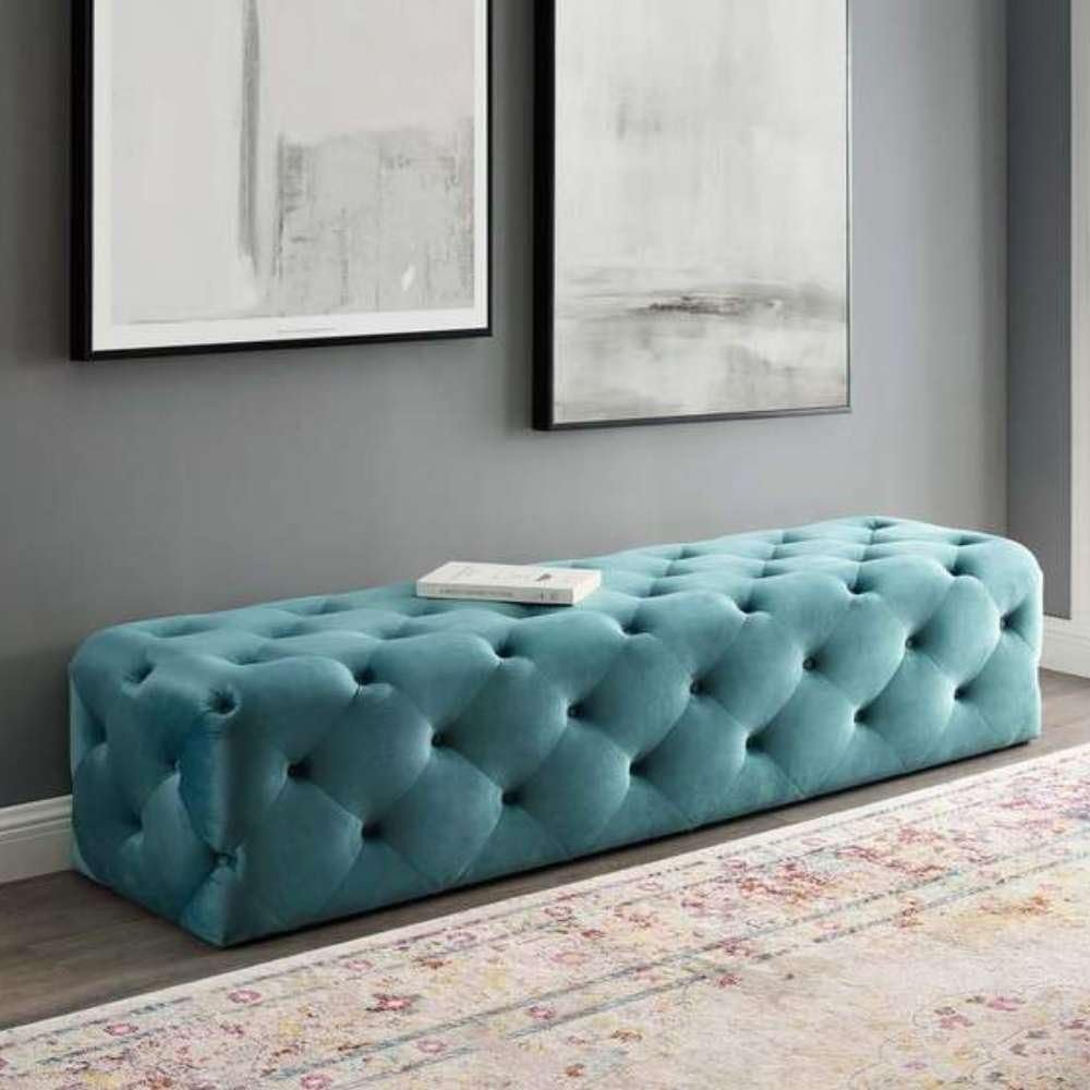 Anthem Button Tufted Entryway Bench - Upholstered Ottoman or Bench, Multi-Purpose Seating for Living Room or Bedroom - Image 8