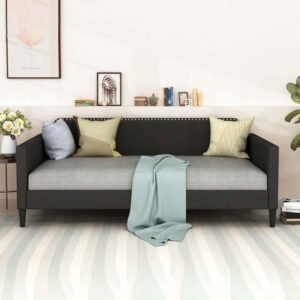 Polyester twin daybed, Gray - Versatile Upholstered Daybed, Perfect for Lounging or Guest Rooms
