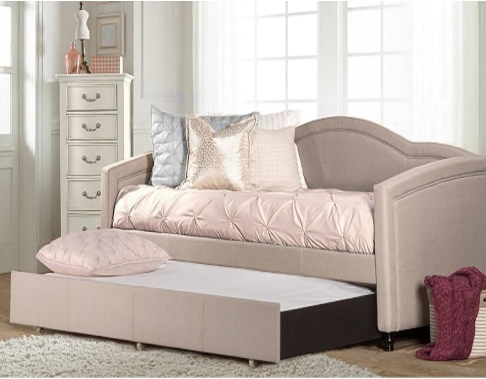 Jasmine Dove Grey Daybed with Trundle - Versatile Upholstered Daybed, Perfect for Lounging or Guest Rooms - Image 5