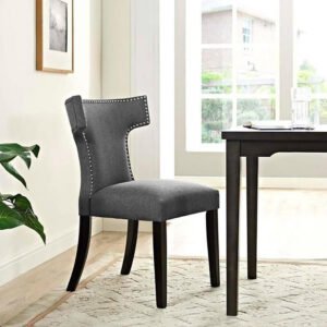 Curve Back Fabric Dining Chair - Stylish Upholstered Accent Chair, Custom Design for Living Room or Office