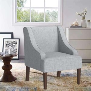 Lyric Light Grey Swoop Arm Accent Chair - Stylish Upholstered Accent Chair, Custom Design for Living Room or Office