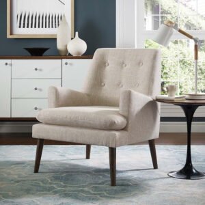 Leisure Upholstered Lounge Chair in Beige - Stylish Upholstered Accent Chair, Custom Design for Living Room or Office