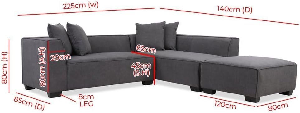 L Shaped Sectional sofa with Ottoman - Customizable Sectional Sofa for Living Room, Premium Upholstery, L-Shape Design - Image 2