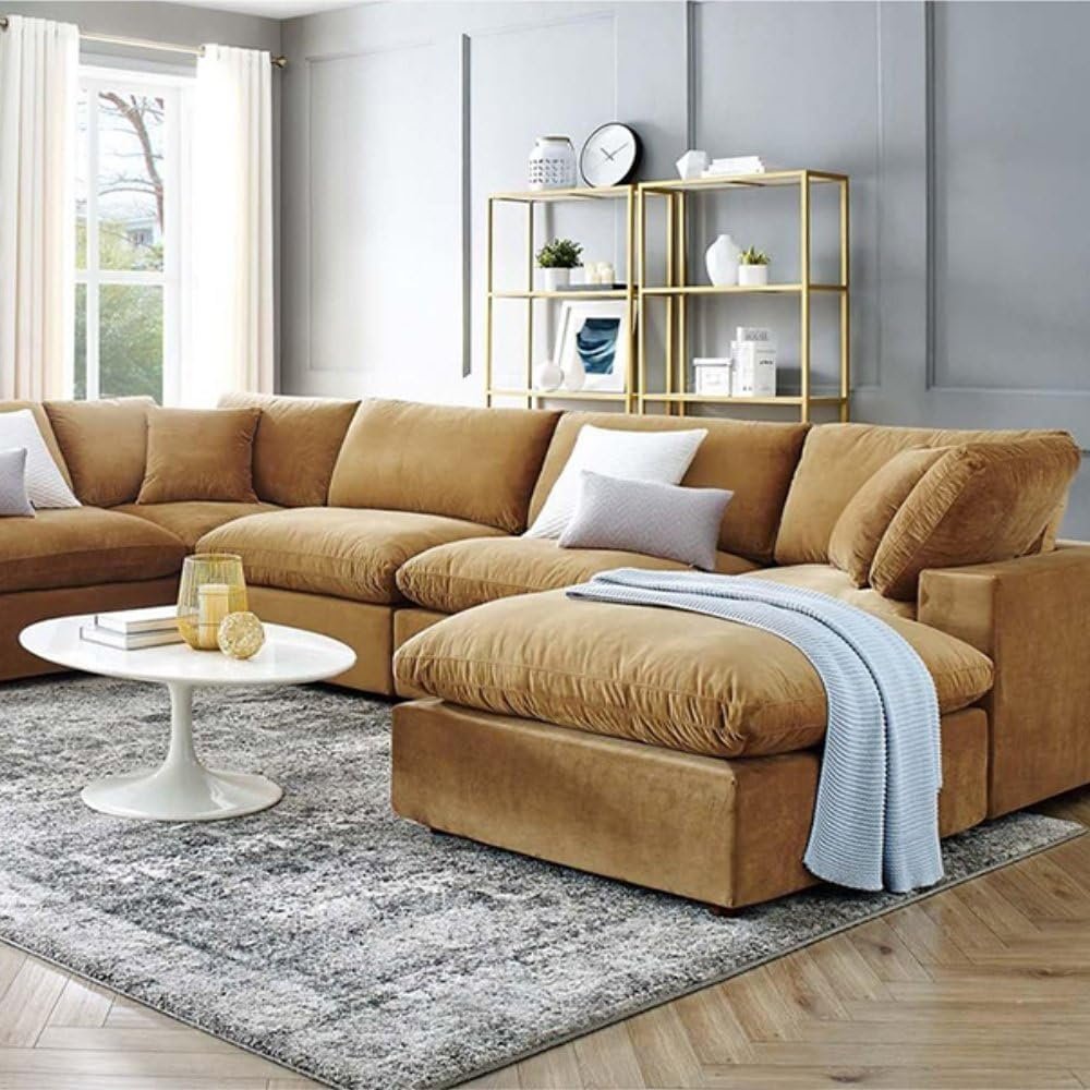 Fabric Upholstered Sectional Sofa - Customizable Sectional Sofa for Living Room, Premium Upholstery, L-Shape Design