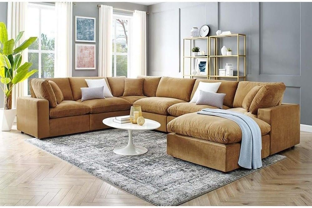 Fabric Upholstered Sectional Sofa - Customizable Sectional Sofa for Living Room, Premium Upholstery, L-Shape Design - Image 3