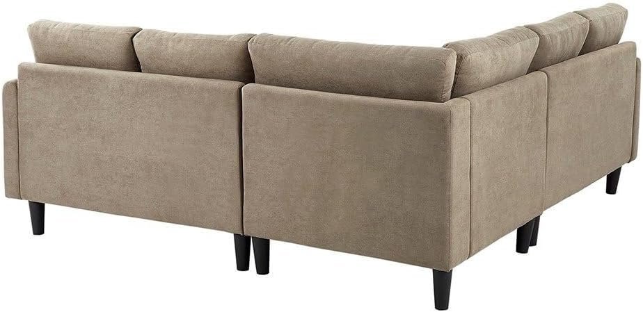 Rivers Khaki Velvet Sectional Beige Sofa - Customizable Sectional Sofa for Living Room, Premium Upholstery, L-Shape Design - Image 5