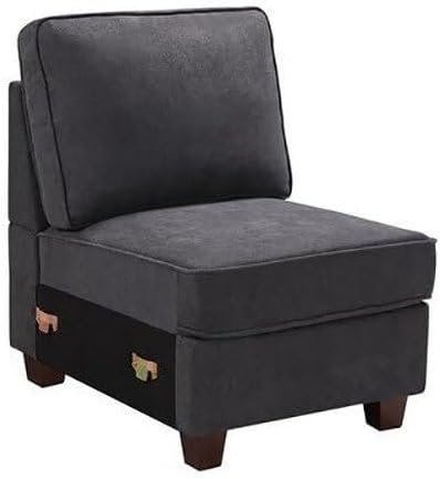 Gray Woven 6-Seater Modular Sectional Sofa with Ottoman - Customizable Sectional Sofa for Living Room, Premium Upholstery, L-Shape Design - Image 6