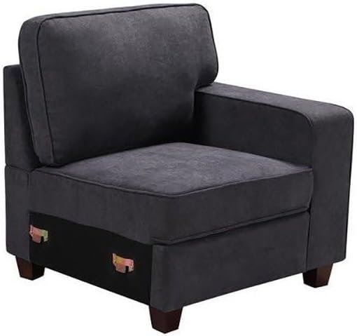 Gray Woven 6-Seater Modular Sectional Sofa with Ottoman - Customizable Sectional Sofa for Living Room, Premium Upholstery, L-Shape Design - Image 9