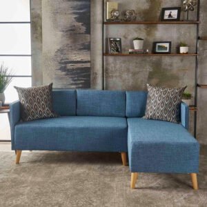 Augustus Mid-century Modern Fabric Chaise Sectional Corner Sofa - Customizable Sectional Sofa for Living Room, Premium Upholstery, L-Shape Design
