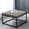 Square Button Tufted Ottoman - Upholstered Ottoman or Bench, Multi-Purpose Seating for Living Room or Bedroom