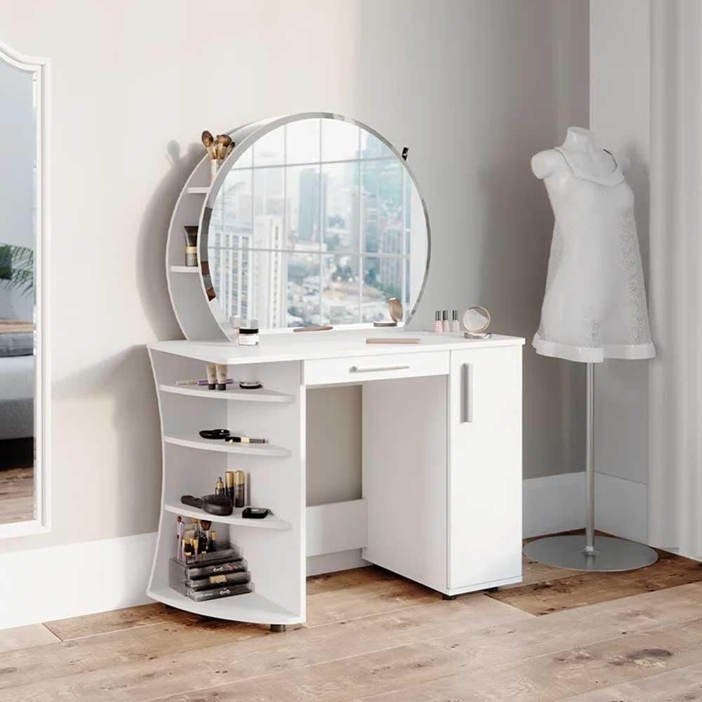 Kustom Deco Dressing Table with Mirror - Elegant Dressing Table with Mirror & Storage, Customizable Finish