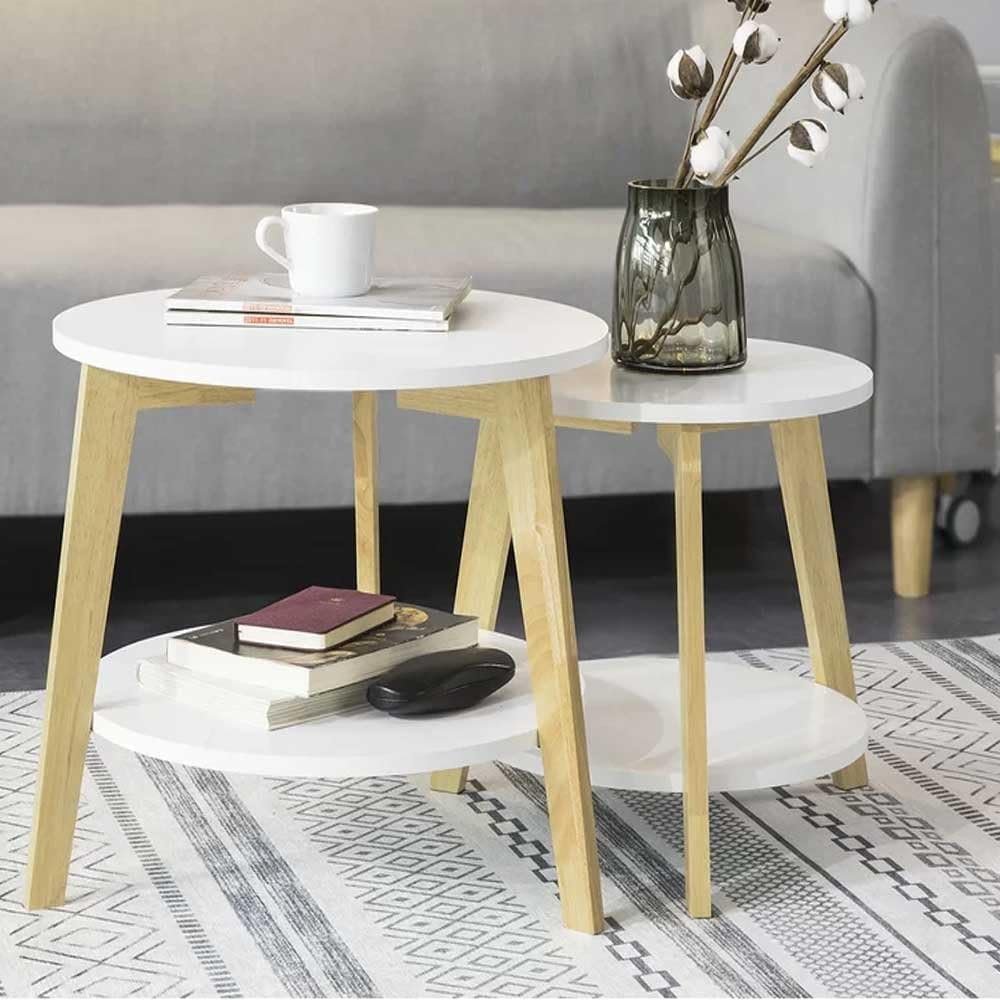 Tukailai White Round End Table - Compact End Table for Bedside or Sofa, Stylish & Functional Design - Image 2