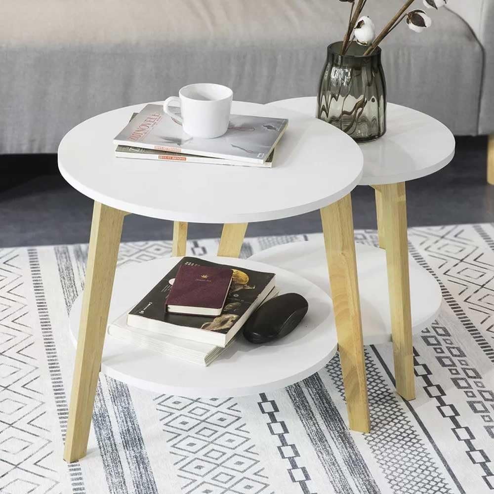 Tukailai White Round End Table - Compact End Table for Bedside or Sofa, Stylish & Functional Design - Image 3