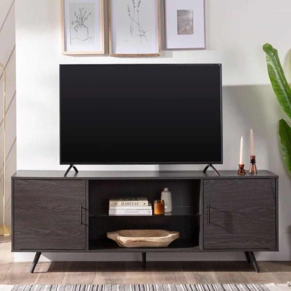 Carrington Mid-Century Modern TV Console - Wall-Mounted or Freestanding TV Unit with Storage, Includes Home Installation