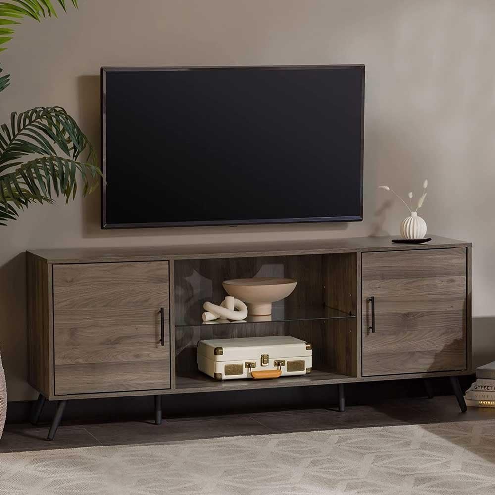 Carrington Mid-Century Modern TV Console - Wall-Mounted or Freestanding TV Unit with Storage, Includes Home Installation - Image 2