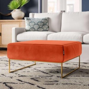 Square Standard Velvet Ottoman - Upholstered Ottoman or Bench, Multi-Purpose Seating for Living Room or Bedroom