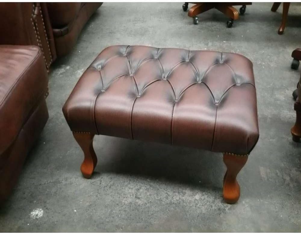 Queen Anne Ottoman in Faux Leather - Upholstered Ottoman or Bench, Multi-Purpose Seating for Living Room or Bedroom - Image 2