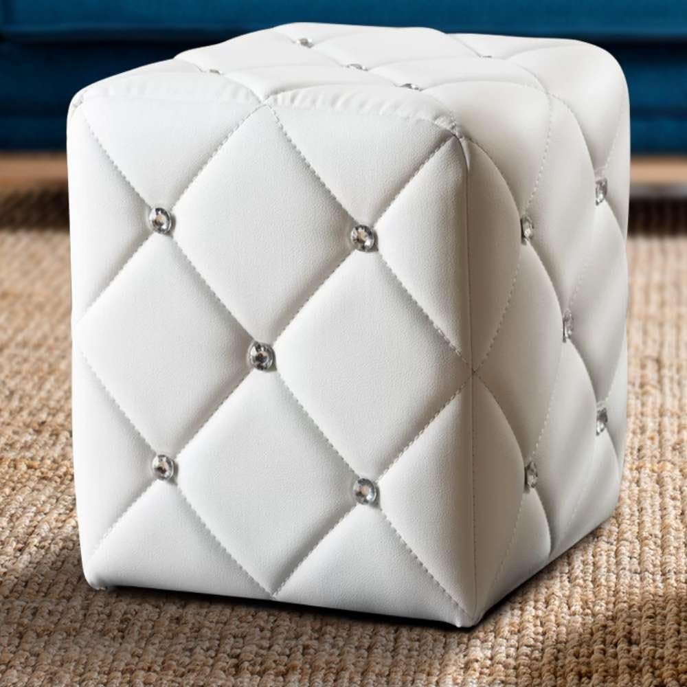 Cubie Button Tufted Ottoman - Upholstered Ottoman or Bench, Multi-Purpose Seating for Living Room or Bedroom