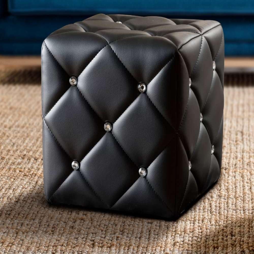 Cubie Button Tufted Ottoman - Upholstered Ottoman or Bench, Multi-Purpose Seating for Living Room or Bedroom - Image 3