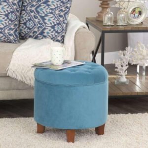 Carson Round Button-Tufted Ottoman - Upholstered Ottoman or Bench, Multi-Purpose Seating for Living Room or Bedroom